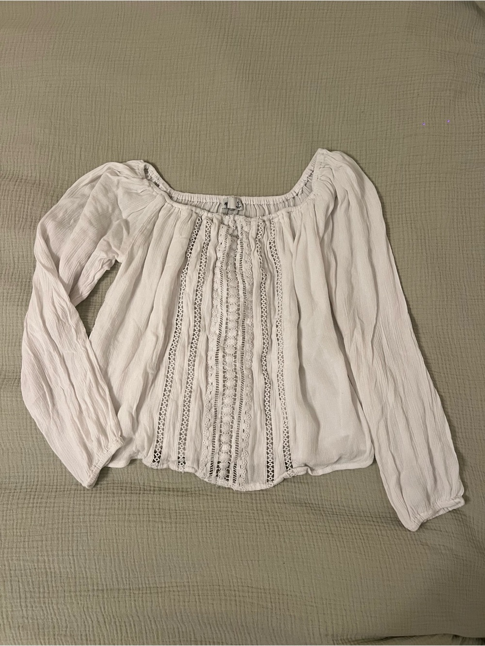White Hollister Boho Linen Blouse